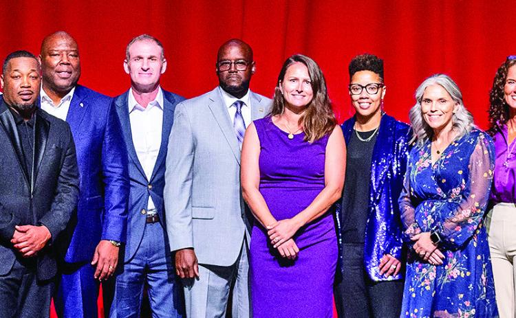 Group shot of the 2024 N-Club Hall of Fame class. Photo by Chris Reich/NSU Photographic Services