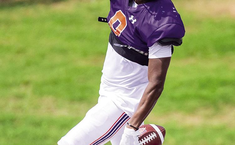 Camryn Davis caught two long passes, including a 60-yard touchdown, during Saturday’s Delaney Bowl. Photo by: Chris Reich, NSU Photographic Services