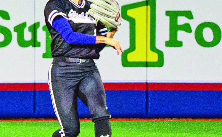 Hayden Andrews hit an RBI triple in NSU’s run-rule loss to Louisiana Tech on Tuesday. Photo by Paige Fontenot, NSU Director of Marketing and Digital Media