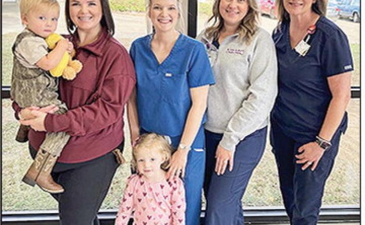 From left are Holden Griffith, Kenzie Griffith, Reese Lucky, Abbey Lucky, Erica Outlaw and Misty Dalme. Young Holden helped inspire the Lucky Bear Program at Natchitoches Regional Medical Center.