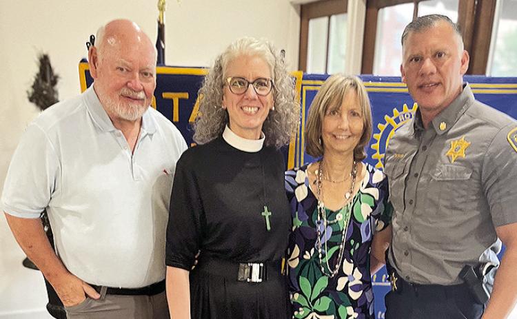 Rotarian with the Program David Zolzer introduced the Rev.Kris Paul and Counselor Cindy Allen to discuss Mind over Matters at the April 29 Rotary luncheon. The mission of Mind over Matters is to provide the Natchitoches community with trusted, accurate, upto- date and unbiased mental health and wellness information. Contact information is online at mindovermatters.me From left are Zolzer, Paul, Allen and President Jesse Taitano.