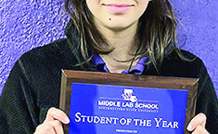 Student of the Year Valentina Forkner is the 8th Grade Student of the Year for NSU Middle Lab School. Valentina is a 4.0 student and a member of the Junior Beta Club. Not only is she bilingual but she is also a voracious reader. Her hobbies include anime and art.