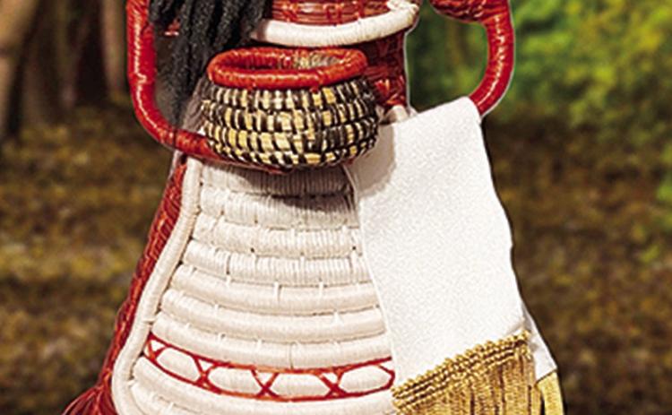 Handmade pine needle doll by Choctaw artist Becky Meziere