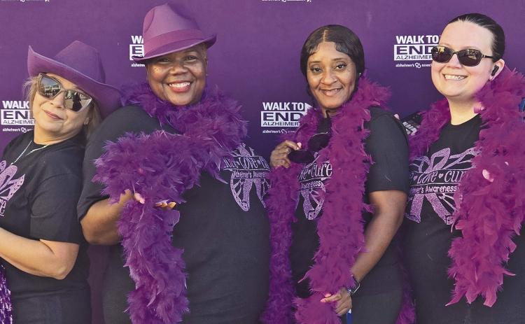 Natchitoches Nursing and Re;habilitation Center employees from left are Director of Admissions and Sales Jennifer Sims LPN, C’Letha Jones LPN, Charge Nurse Rochelle Sibley LPN, and Unit Manager Elizabeth DeLoach LPN.