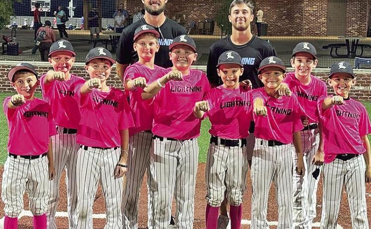 The Louisiana Lightning 11U baseball team won 1st place in the Natchitoches Fall Ball League. The team is Coached by former NSU right handed pitcher #45 Dawson Flowers and NSU center fielder #24 Reese Lipoma. Pictured in the front row form left are Archer Johnson, Luke Fair, Liam Mahloch, Carson Gentry, Callen Bertrand, and Carter Hough. in the back row are Adam Todtenbier, Ryne Williams, Dawson Flowers, Reese Lipoma, and Gavin Key.