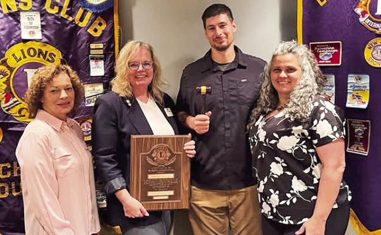 Michael Giannone was inducted as the 2026-2027 Lions Club President by outgoing President Nicole Woods. From left are Lion Michelle Waskom, Woods, Giannone and Sarah Giannone who was named Lion of the Year. Not pictured is New Lion of the Year Sammy Woods. Sarah Giannone and Woods were recognized for their outstanding dedication to Lionism and service to others.