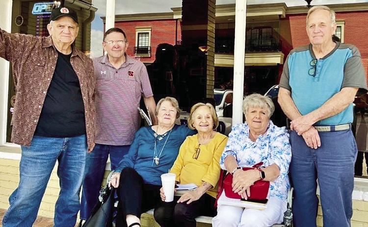 Malcolm Durr, Warren Massey, Ruth Cleland, Glenda Long, Anna Airhart and Frank Sims, met at Meri Beaucoup April 14 to plan the 60 year reunion of the Natchitoches High School Clss of 1967. If you a graduated from NHS in 1967, contact Annie Smith at 318-572-1095 or 318-352-4306 and make plans to attend the reunion. Thanks to our reporter Liz Durr for this photo. Read the rest of her news Page 5A.