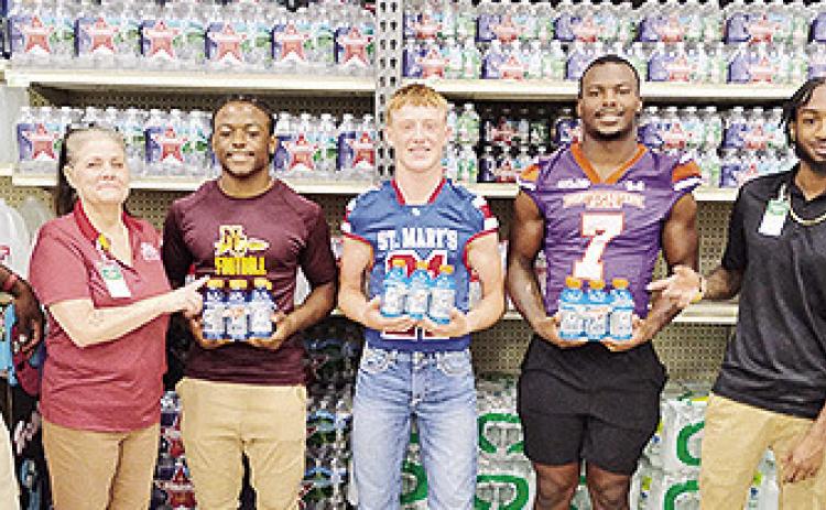 Pictured from left are NLTAC’s Sylvester Moss, Super 1’s Amber Roessel, Natchitoches Central’s Clarence Williams, Gavin Solomon from St. Mary’s, NSU’s Zay Davis, Super 1’s Dagan Webb and Tan’Keia Palmer-NLTAC member and Natchitoches Parish School Board member.