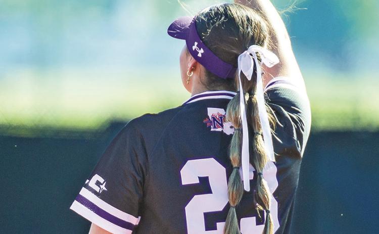 Makynlie Jones signals one during a fall exhibition game. Photo by Chris Reich, NSU Photographic Services