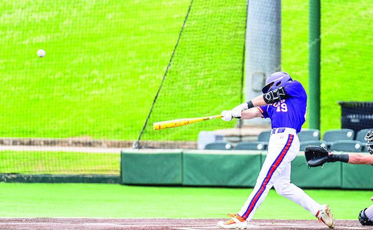 Samuel Stephenson collected his first career multi-home run game in Sunday’s win at Pepperdine. Photo by Chris Reich/NSU Photographic Services