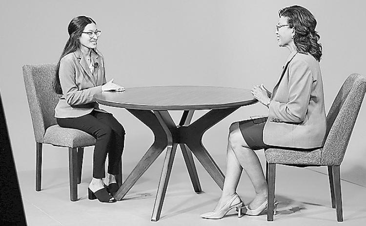 Lia Portillo Cantarero, a first-generation New Media student from Galliano, interviewed Louisiana Commissioner of Higher Education Dr. Kim Hunter Reed in the NSU TV Studio during Reed’s visit to Northwestern State University Nov. 7. During her visit Reed took part in a first-gen faculty/ staff workshop and moderated a panel of first-generation students, alumni and staff during a First Generation Celebration Luncheon.