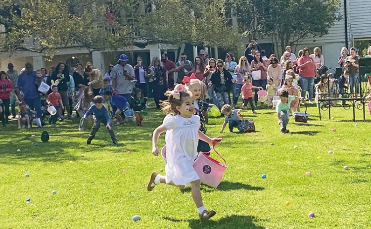 The lawn of the historic Melrose Plantation was covered with thousands of colored eggs as this group of 6 and under kids raced to fill their baskets. This was the second event sponsored by Melrose Plantation and about 200 parents and children attended the Eggstravaganza. Activities also included photo ops, face painting, games, music and more.
