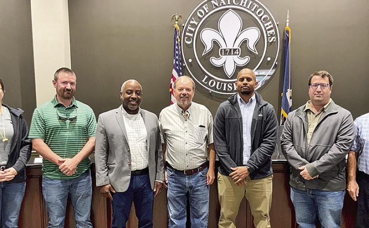 Attending the kickoff meeting for grant projects are, from left, Blaine Holt, Jared Taylor, Mayor Ronnie Williams Jr., Nick Verret, D’lon Spurlock, Joseph Montalvo and Jonathan Lachney.
