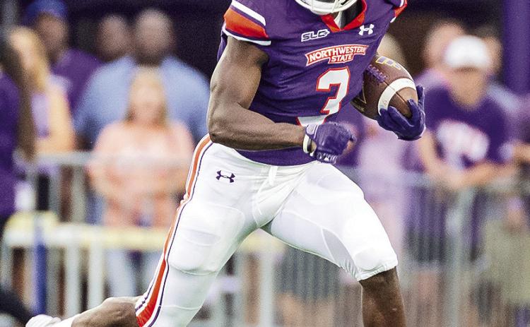 Myles Kitt-Denton had his first career 100-yard receiving game Saturday. Photo by Chris Reich/NSU Photographic Service