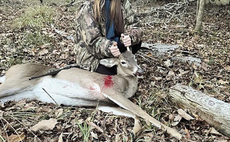 Gentry Threet killed her first deer with a .308 rifle while hunting near Winnfield on Dugdamona River with her grandfather, Steve Sanders. He says it was not only her first deer but was also the first time she had fired the rifle. Gentry is 12 and lives in Little Rock, Ark. She is the daughter of Rachel and Aaron Threet.