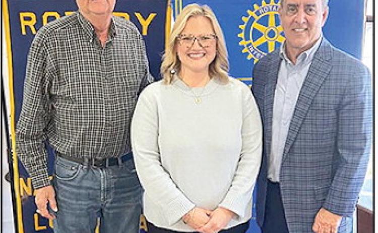 Rotarian Paul Rinehart invited and introduced the Executive Director of the Cane River National Heritage Area Rebecca Blankenbaker at the Nov. 4 Rotary meeting. Blankenbaker presented an overview of past, present and future goals of preserving the cultural story of Natchitoches. Pictured from left are Rinehart, Blankenbaker and Rotary President Louie Bernard.