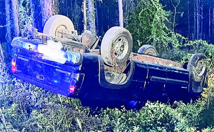 Four people were injured in single-vehicle crash in Kisatchie National Forest.
