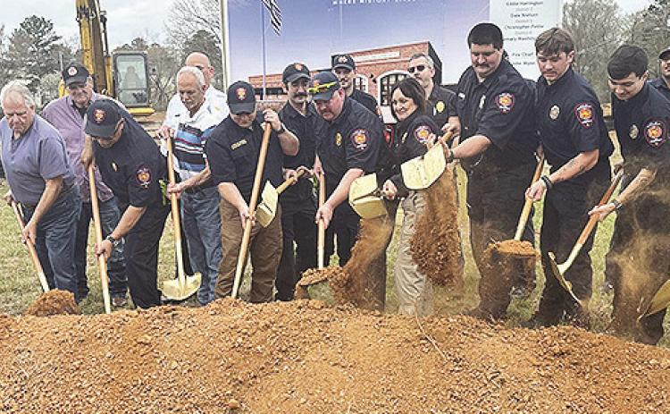 Current and former firefighters break ground on its new Fire Station #3 last week. Construction has begun with an anticipated opening date late spring 2027. Pat Williams of Leesville is the contractor. Cost of the facility is around $3.2 million with $1.8 million coming from the state and the remaining dollars from the City’s Hazard Tax Fund.