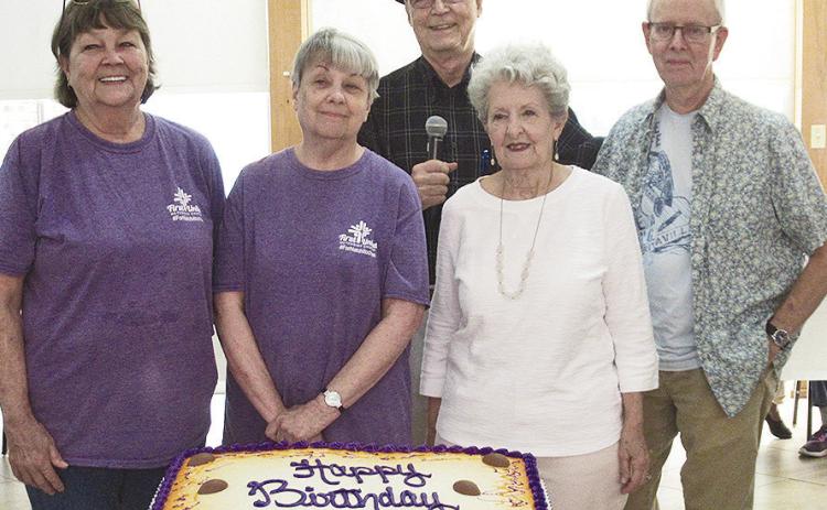 Betty Whitehead, Carla Bond, Harvey Polk, Judy Polk and Paul Baird had September birthdays. Harvey Polk was master of ceremonies.