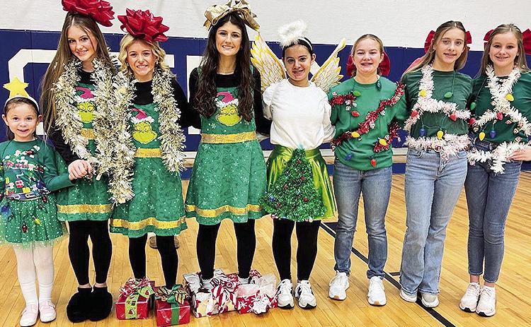 St Mary’s students are bringing the holiday spirit to life with their creative and festive outfits. From twinkling lights to sparkling ornaments, they've transformed into walking, talking Christmas trees. Pictured from left are Mary Beth Chasteen, Summer Rushing, Emily Amberg, Emma Bain, Brenley Metoyer, Lacey Boyd, Corbyn Gandy and Anna Todtenbier.