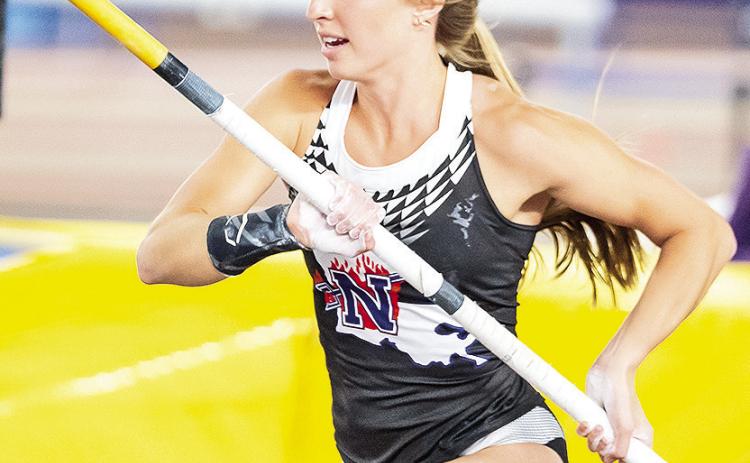 Pole vaulter Madison Brown earned the Southland Conference Women’s Indoor Student-Athlete of the Year, highlighting Northwestern State’s 10 total athletes honored, including eight on the women’s side. Photo by Jalen McDade, UAB