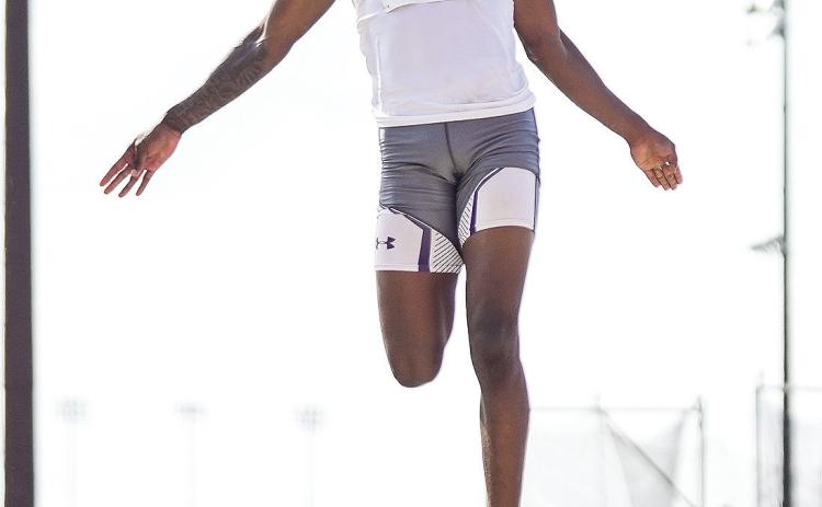 Freshman Roy Morris is making his first trip to nationals, as he competes Wednesday evening on the campus of Oregon. He is the first of two Northwestern State athletes to compete in the 2025 nationals, joining women’s sprinter Maygan Shaw. Photo by Southland Conference.