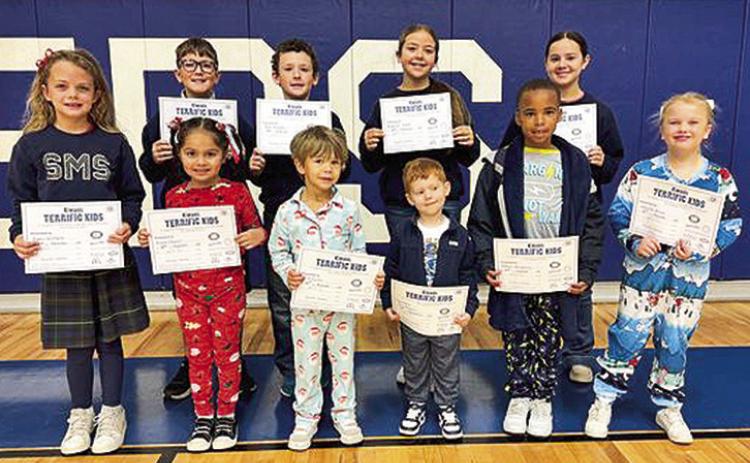 St Mary’s Catholic School announces it’s November Terrific Kids. On front row, from left are Kipton Williams, Zinnia Colwell, Kit Curtis, Jace Russell, Isaiah Armstrong and Camille Mims. Back row from the left are Drake Thaxton, Jack Brewton, Brooklyn Clark and, Brenley Metoyer. Not pictured is Emmy O’Con.