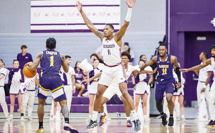 Justin Wilson (11) had 10 points and seven rebounds in Monday night’s loss to McNeese. Photo by Chris Reich/NSU Photographic Services