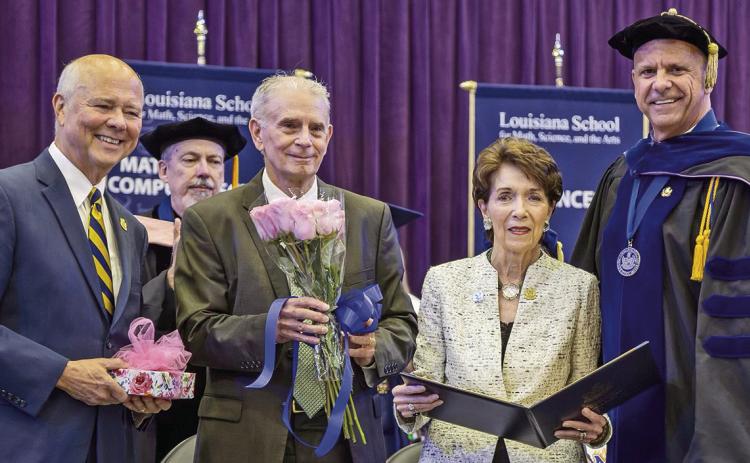 From left are Dr. Pat Widhalm, former director of LSMSA, Dr. Art Williams, Sharon Gahagan and Dr. Steven Horton.