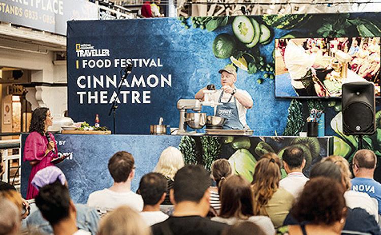Chef Tyler Spreen of Herbsaint Bar and Restaurant in New Orleans shares the tradition of boudin in Louisiana and demonstrates how it is made during the 2025 National Geographic Traveller Food Festival in London. (Photo credit: Louisiana Office of Tourism)