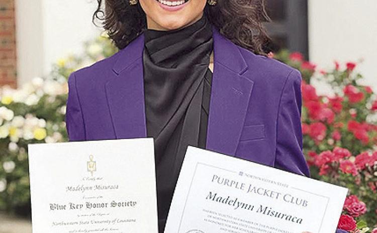 Northwestern State’s Madelynn Misuraca is a member of Blue Key and is president of Purple Jackets.