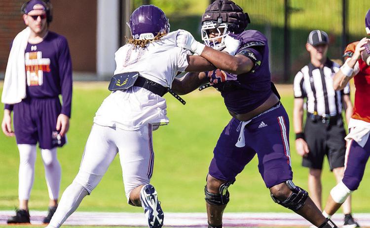 The NSU football team will scrimmage at 8:30 Saturday morning.