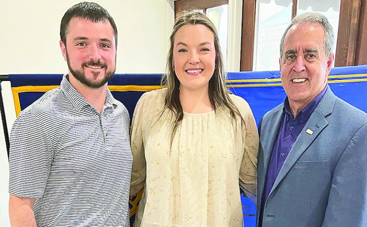 Rotarian with the Program Billy Clemons welcomed the outreach representative from the Louisiana Department of Justice Attorney General’s office Courtney Mounce to the March 3 Rotary luncheon. Mounce discussed fraud, the many targets of fraud, and how to avoid them. From left are Clemons, Mounce and Rotary President Louie Bernard.