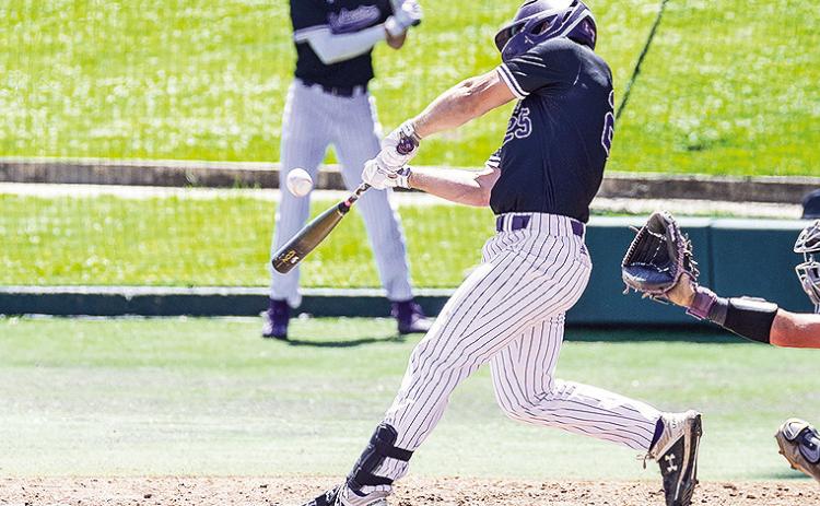 Bo Willis hit his fourth career grand slam – and NSU’s seventh of the season – in the Demons’ 13-2 win against Stephen F. Austin on Saturday afternoon. Photo by Chris Reich/NSU Photographic Services