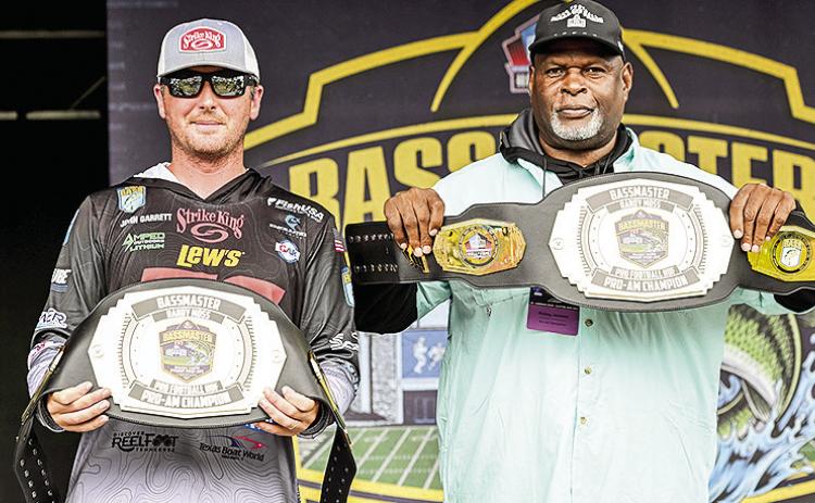 Pro Hall of Famer Rickey Jackson, right, and John Garrett won the inaugural Bassmaster Randy Moss Pro-Football Hall of Fame Pro-Am presented by Lippert with a total of 21 pounds, 10 ounces.
