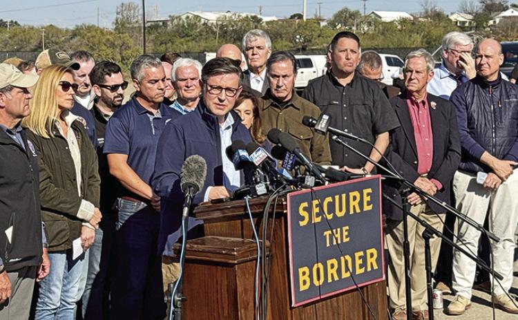 Sixty-four House Republicans joined Speakerof- the-House Mike Johnson for a visit to the southern border.