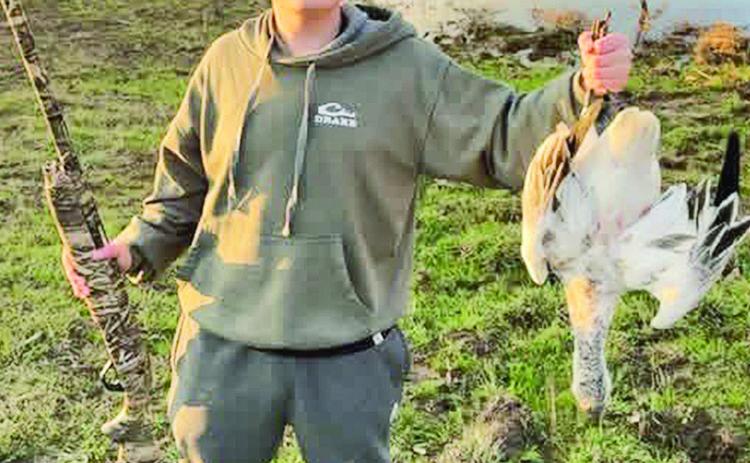 Raegan Matkin killed his first snow goose last weekend.