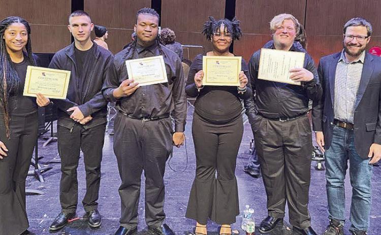 Five NCHS Band members participated in the Ark-La-Tex regional honor band at LA Tech. This event serves as a clinic for some of the top high school musicians in the Ark-La-Tex region to showcase their abilities. This year’s clinicians were Dr. Chris Heidenreich (LA Tech Band Director), and composer Michael Markowski (Brooklyn, New York).From left are McKenzie LaCour, Brayden Sanders, Tayvion Adams, Kristy Law, Ryan Taylor and Cody Thurber.