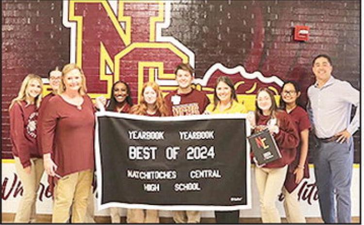 Pictured is this year’s yearbook staff from left are Kayden Woulfe, Izabella Smith, Balfour representative, Lisa Leopard, Olivia Egans, Layla Conway, Braxton Lambert, yearbook adviser Eryn Spears, Maggie Jordan, Hailey Dulay and Principal Micah Coleman. Not pictured is Isabella Stephens.