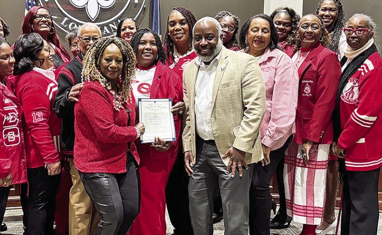 The members of  Delta Sigma Theta Sorority Inc., were at the City Council meeting Monday,Jan. 13 that was declared Delta Day by Mayor Ronnie Williams Jr. and the Council. The soror-ity was founded in 1923 and the alumni chapter was chartered in Feb. 20, 1990 in Natchitoches.Delta Sigma Theta provides service to the community under its Five Point ProgrammaticThrust: Economic Development, Educational Development, International Awareness andInvolvement, Physical and Mental Health and Political Awareness and In