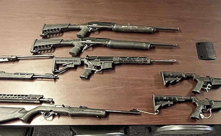 Sheriff’s deputies arrested two suspects who allegedly took the firearms above from a gun shop in Fairview-Alpha.