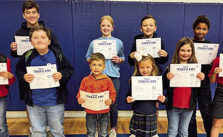 St Mary’s March Terrific Kids are, on front row from left are Murphy, Allison, Cordell Ivy-Daniels, Cahill Methvin, Heidi Byles, Sadie Grant and Hayes Harrington. On back row are Weston LeGrande, Emme Errington, Connor Cole and Lyric Manotoas. Not pictured is Mason Stewart.