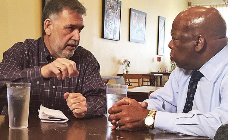 Stanley Nelson, at left, with the late U.S. Rep. John Lewis in 2011. Photo by Brad Lichtenstein.