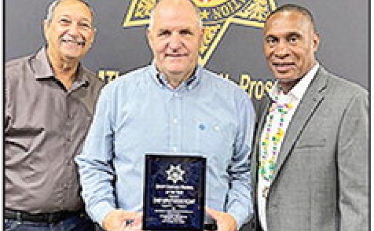 From left are Natchitoches Ward One City Marshal Randy Williams, Chief Deputy Steve Pezant and National President Marshal Fernest “Pac-Man” Martin.