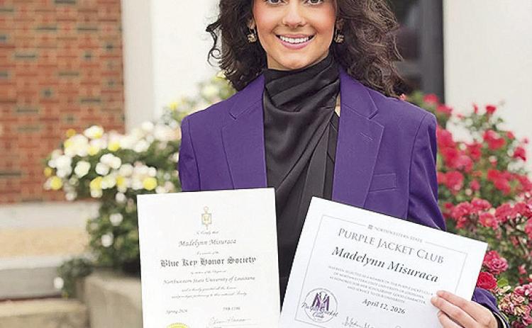Madelynn Misuraca of Natchitoches is president of Purple Jackets at Northwestern State. Misuraca is also a member of Blue Key.