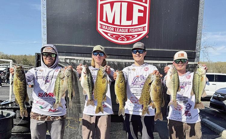 NSU Anglers Drake Wadsworth, Stone Smith, Evan Howe, Noah Trant, from left, clinched spots in the 2025 Major League Fishing College Fishing National Championship.