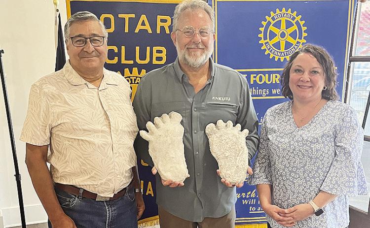Rotarian with the Program Jessica Broadway introduced Jeff Tarpley of Louisiana Bigfoot Hunters at the June 25 Rotary luncheon. He spoke about Bigfoot and the 1st Annual Natchitoches Louisiana Bigfoot Festival, a family friendly event Saturday, Sept. 7, at the Natchitoches Events Center from 10 a.m. to 6 p.m. and will include vendors, guest speakers, food trucks, outdoor equipment displays and more. From left are Rotary President Joe Sers, Tarpley and Broadway.