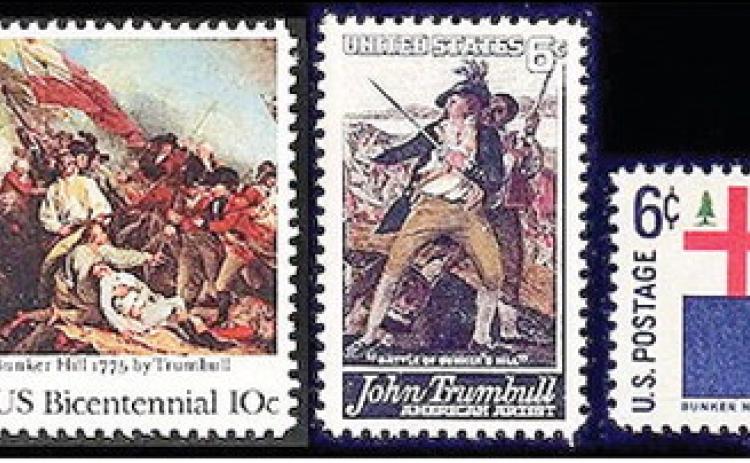 Postage stamp commemorting the Bunker Hill Battle.