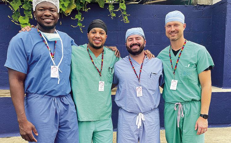 NSU doctoral students in nurse anesthesia completed a medical mission trip to Guatemala. From left are Stan Owusu Danso, Jawun Jiles, Aaron Navarre and Stephen Harms.
