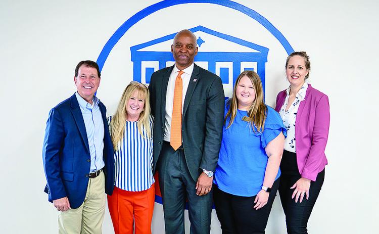 From left are Dr. Chris Maggio, Career Compass, Beyond Graduation Project manager; Jana Lucky, executive director of enrollment management at Louisiana Christian University; Dr. Mark Johnson, president, Louisiana Christian University; Emily Couvillion, admissions counselor and Beyond Graduation coach at Louisiana Christian University; and Ashley Stewart, director of programs, The Rapides Foundation. Photo by Karen Carter.